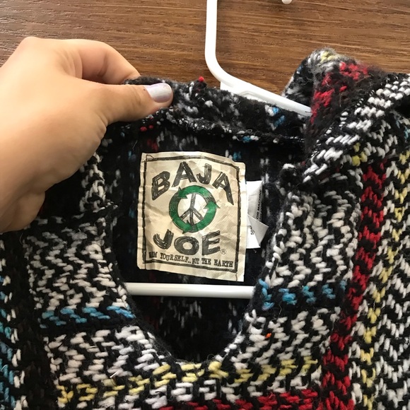 Striped Rug Coat Colorful Size L Baja Joe - Picture 3 of 3